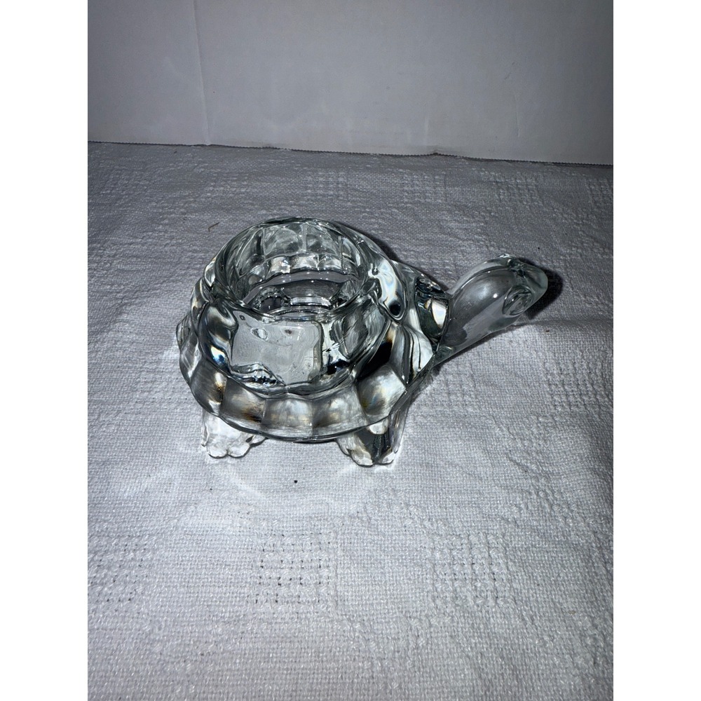 Glass Turtle Figurine Candle‎ Holder Clear Glass Turtle Decor or paperweight